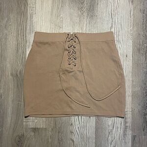 Forever 21 Beige Lace-Up Mini Skirt Size M